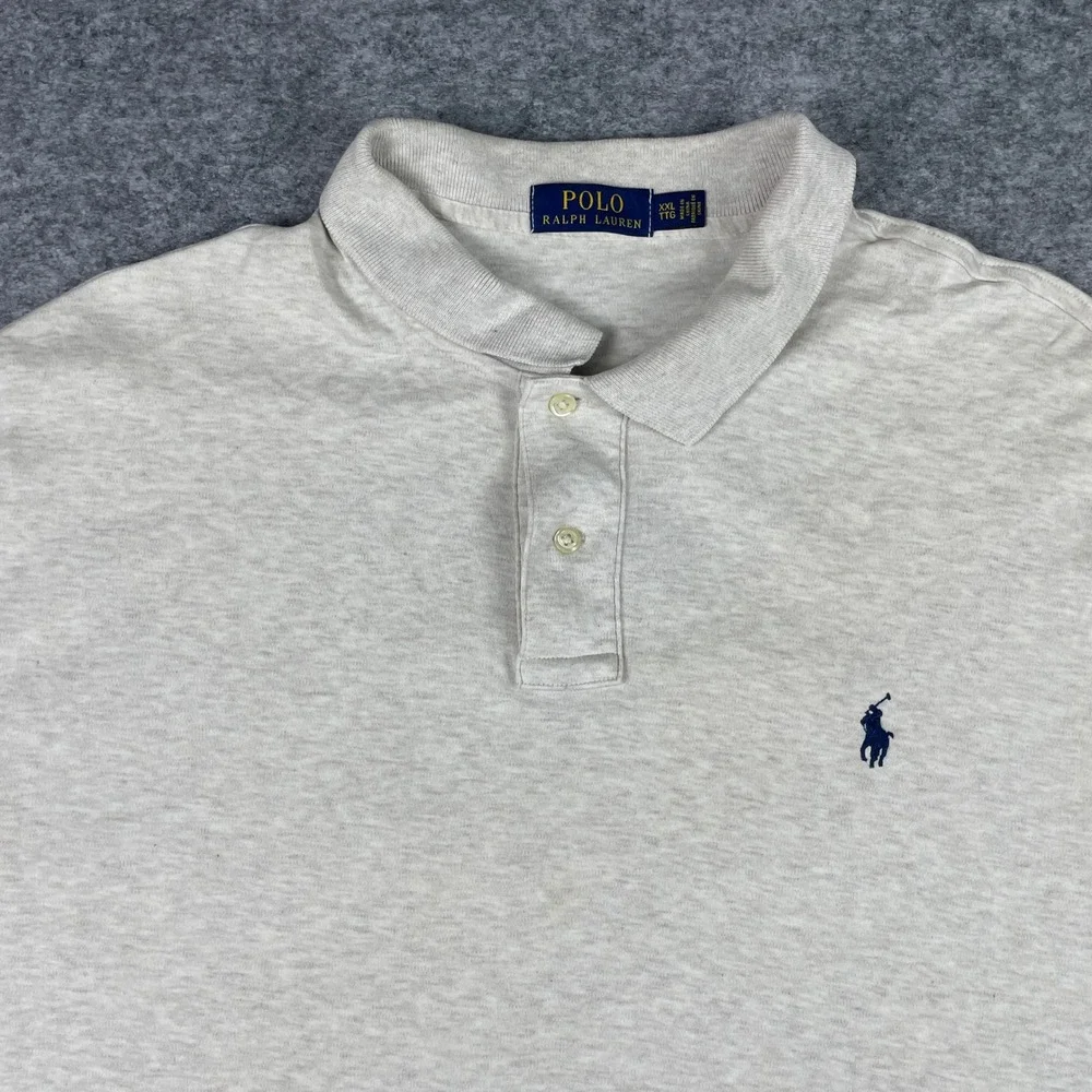 Polo Ralph Lauren Polo Shirt Mens XXL Oatmeal Heather Short Sleeve Classic Fit